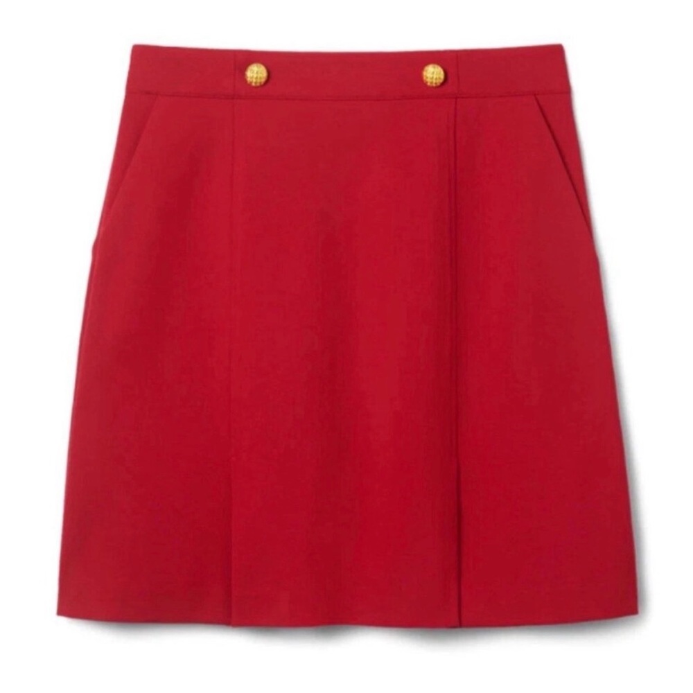 CAbi Red Mini Skirt with Gold Buttons